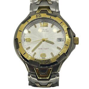 Guess Waterpro G65025G Men's Watch Two Tone White Dial Date Stainless Steel